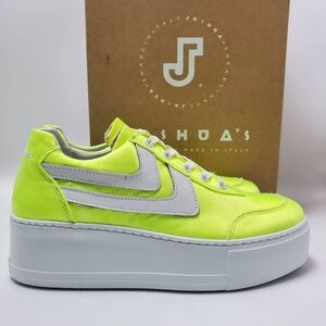 Joshua Sanders Liberty Donna Platform Low-Top Sneakers White Yellow Satin EU 39